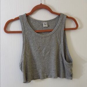 Aritzia Tna Grey Ribbed Cropped Tank Top Size XL